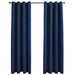 Gordijn verduisterend met metalen ringen 2 st 140x225 cm blauw