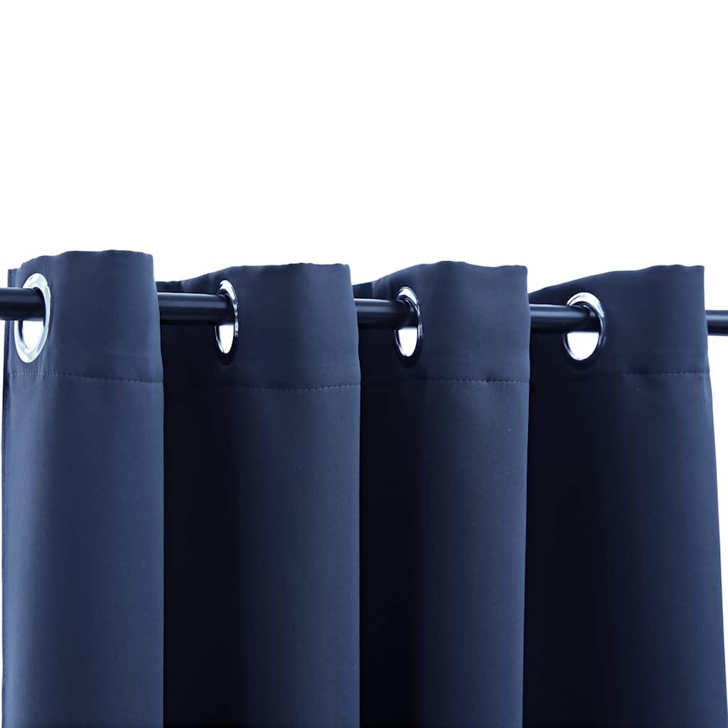 Gordijn verduisterend met metalen ringen 2 st 140x225 cm blauw