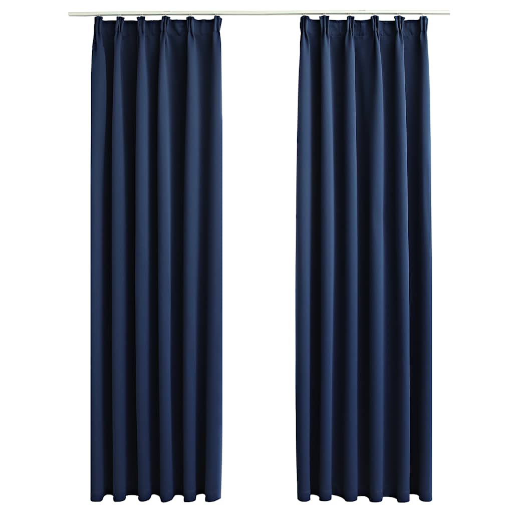 Gordijnen verduisterend met haken 2 st 140x225 cm blauw