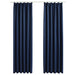 Gordijnen verduisterend met haken 2 st 140x225 cm blauw