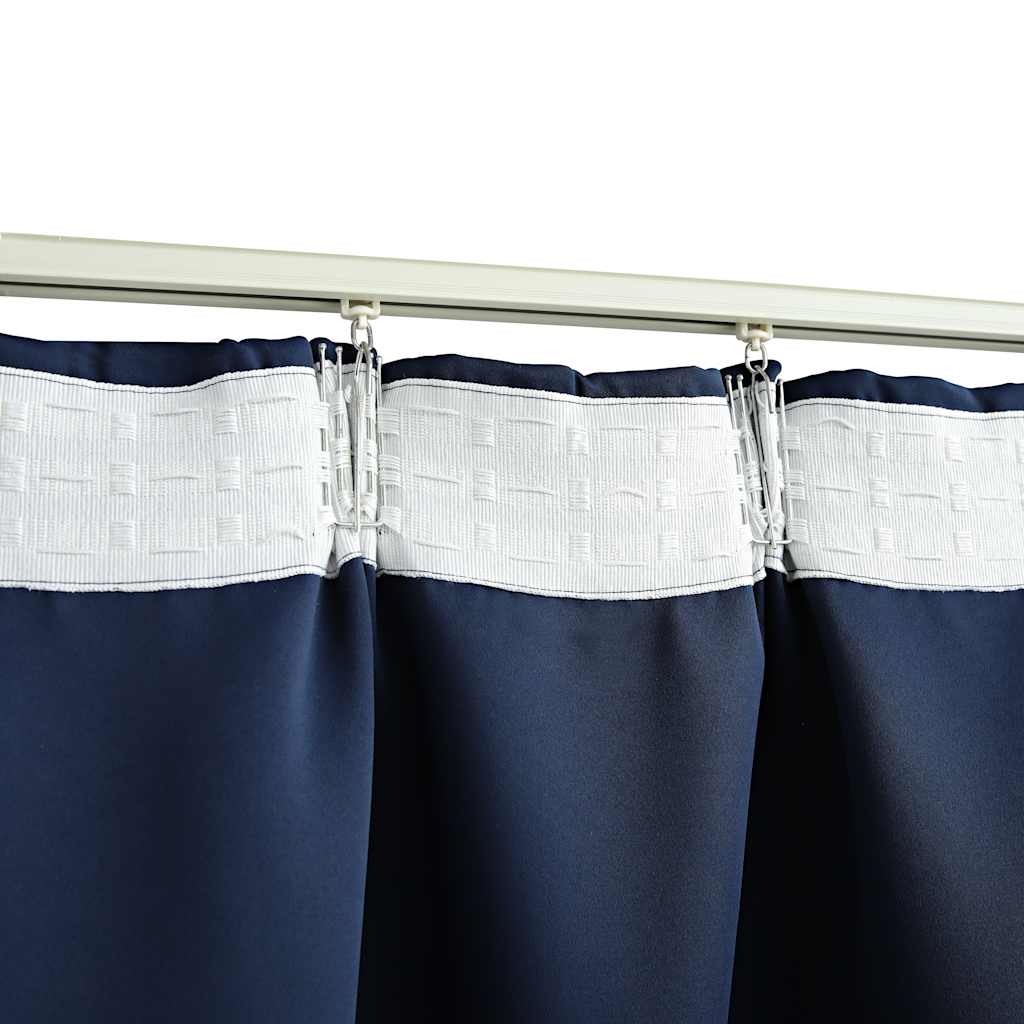 Gordijnen verduisterend met haken 2 st 140x225 cm blauw