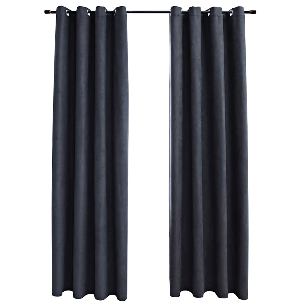 Gordijnen verduisterend met ringen 2 st 140x175 cm antraciet