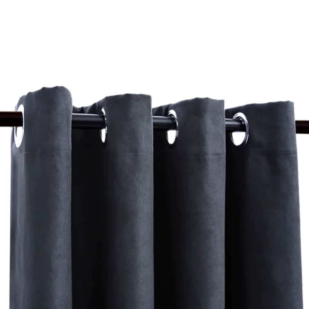 Gordijnen verduisterend met ringen 2 st 140x245 cm antraciet