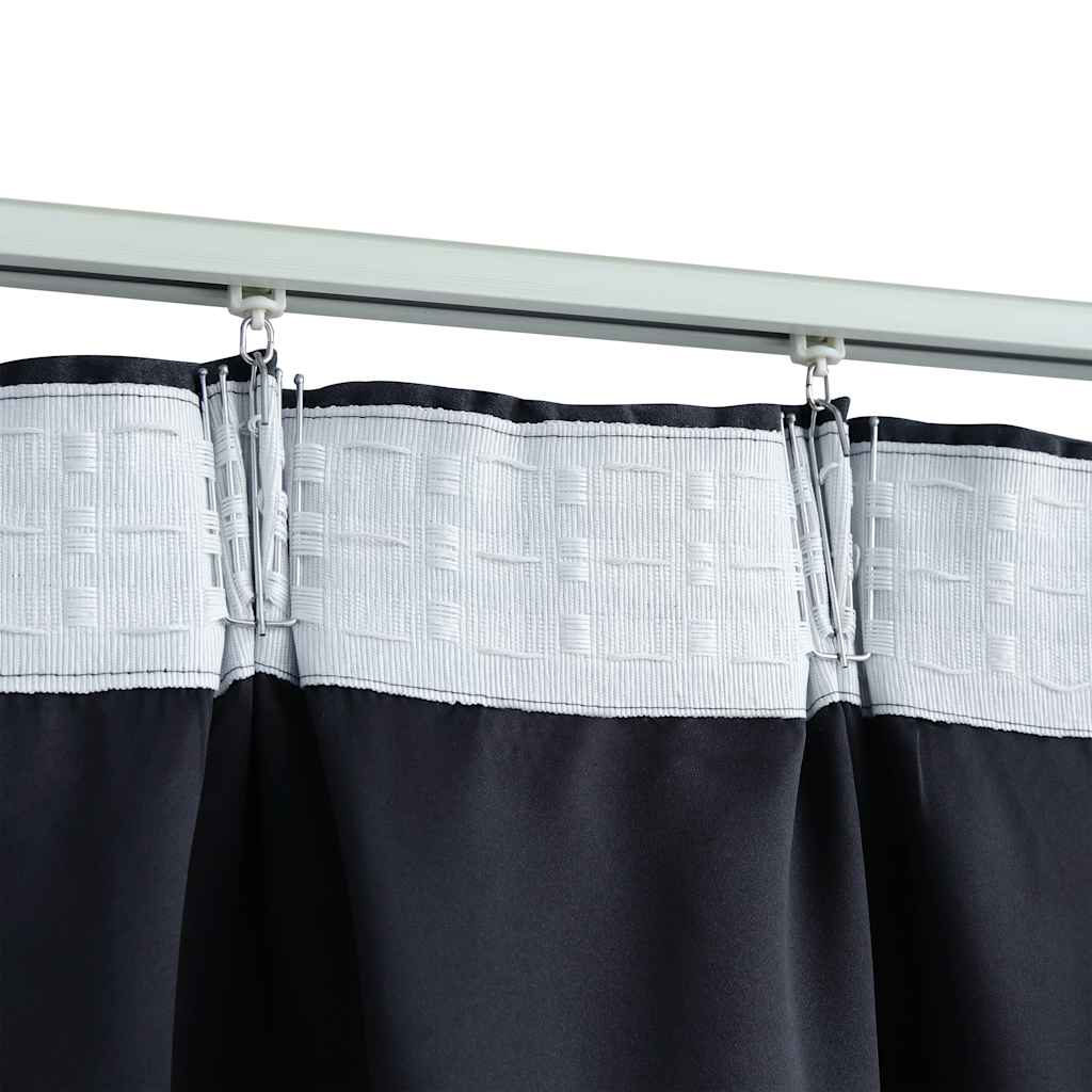 Gordijnen verduisterend met haken 2 st 140x225 cm antraciet