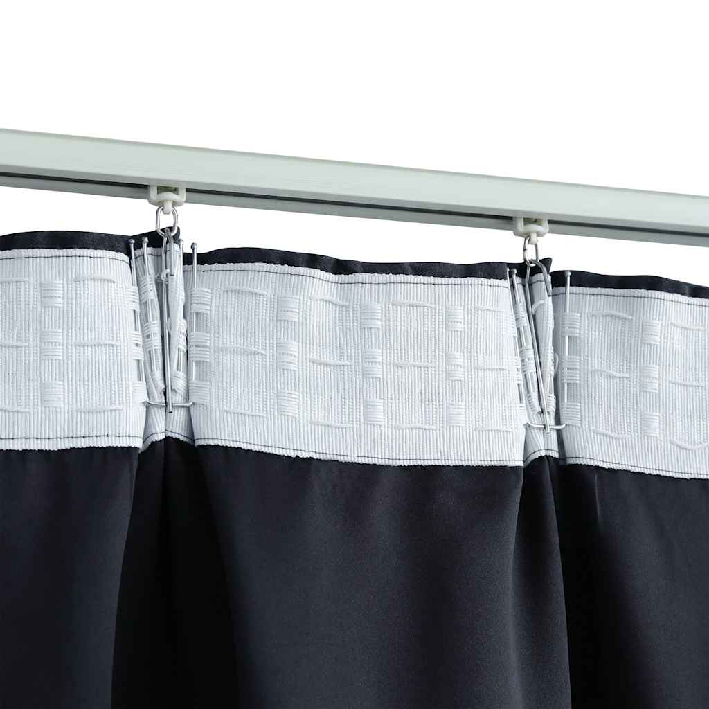 Gordijnen verduisterend met haken 2 st 140x245 cm antraciet
