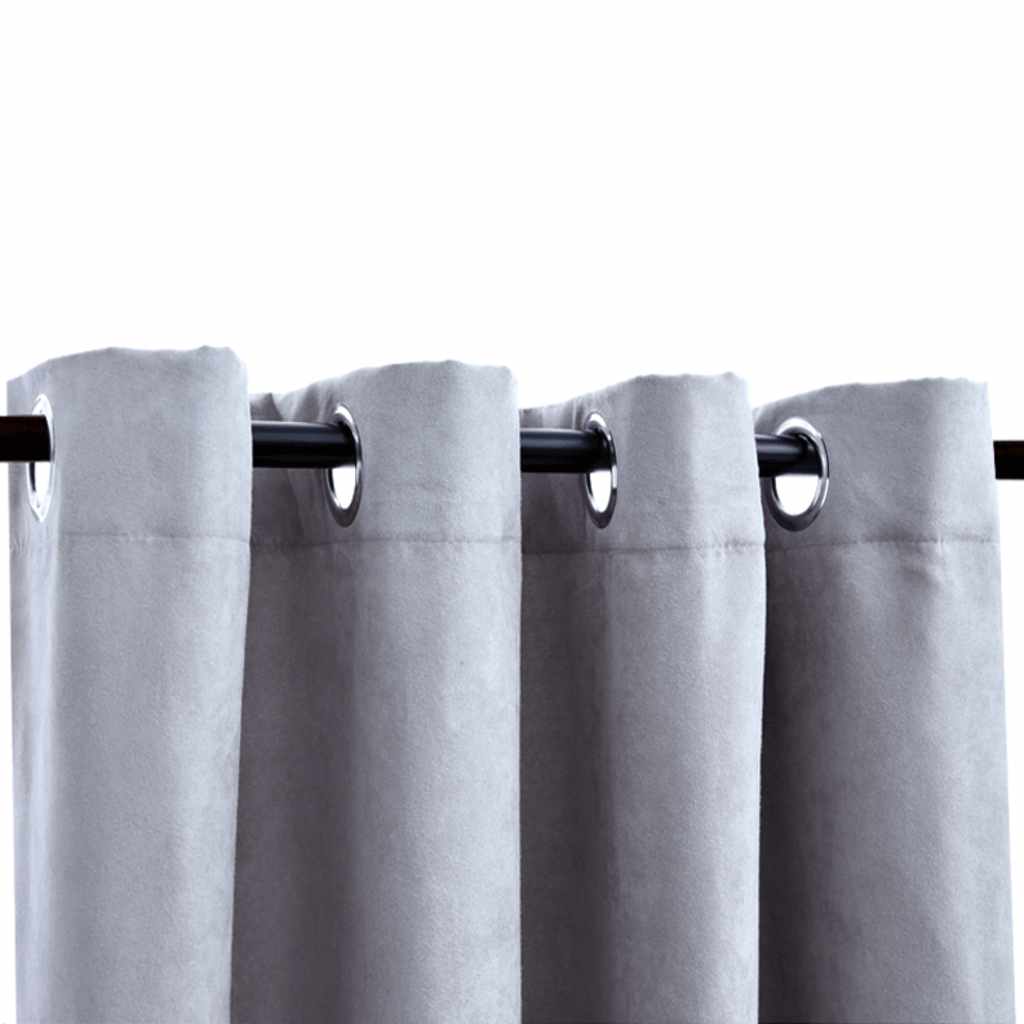 Gordijn verduisterend met metalen ringen 2 st 140x175 cm grijs