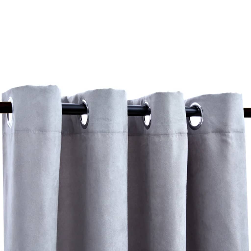 Gordijn verduisterend met metalen ringen 2 st 140x225 cm grijs