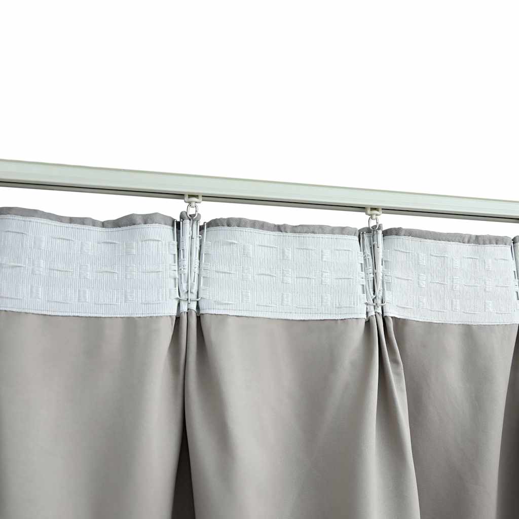 Gordijnen verduisterend met haken 2 st 140x225 cm grijs