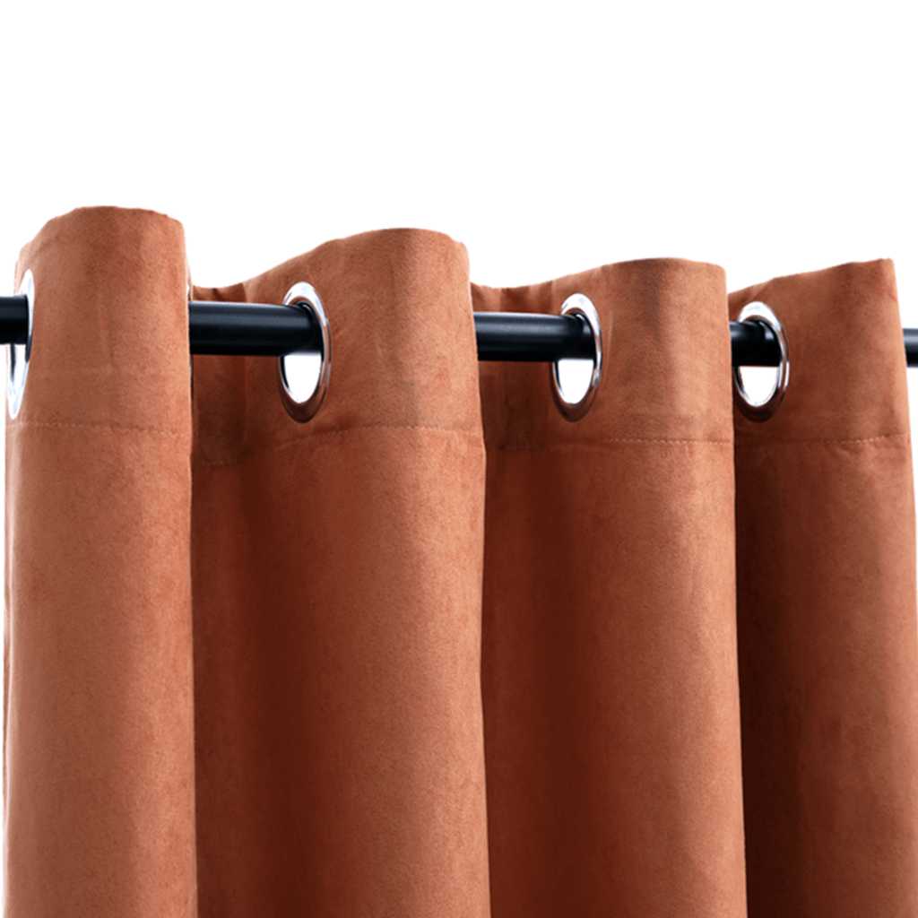 Gordijnen verduisterend met ringen 2 st 140x175 cm roestkleurig