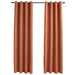Gordijnen verduisterend met ringen 2 st 140x245 cm roestkleur