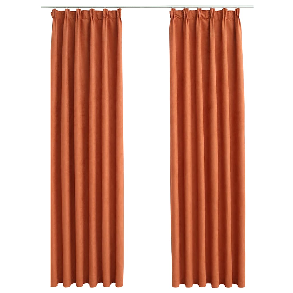 Gordijnen verduisterend met haken 2 st 140x245 cm roestkleurig