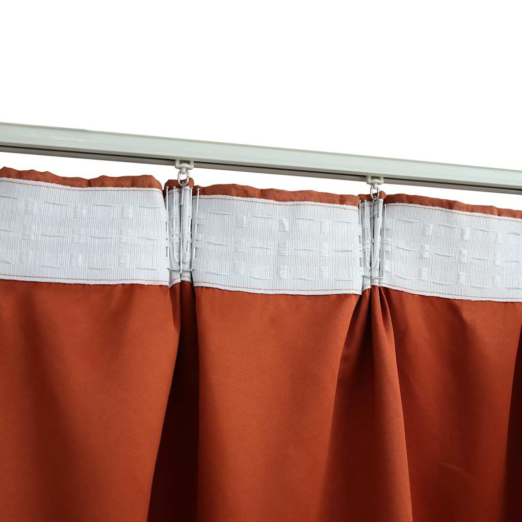 Gordijnen verduisterend met haken 2 st 140x245 cm roestkleurig