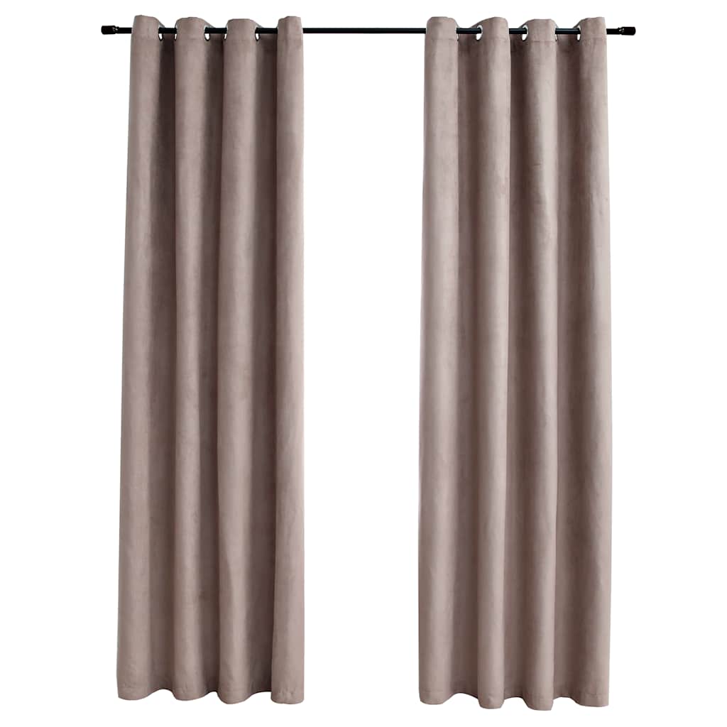 Gordijn verduisterend met metalen ringen 2 st 140x175 cm taupe