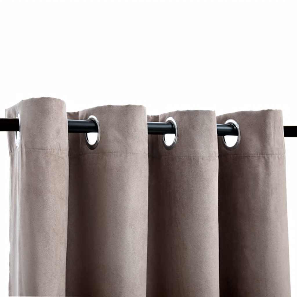 Gordijn verduisterend met metalen ringen 2 st 140x175 cm taupe