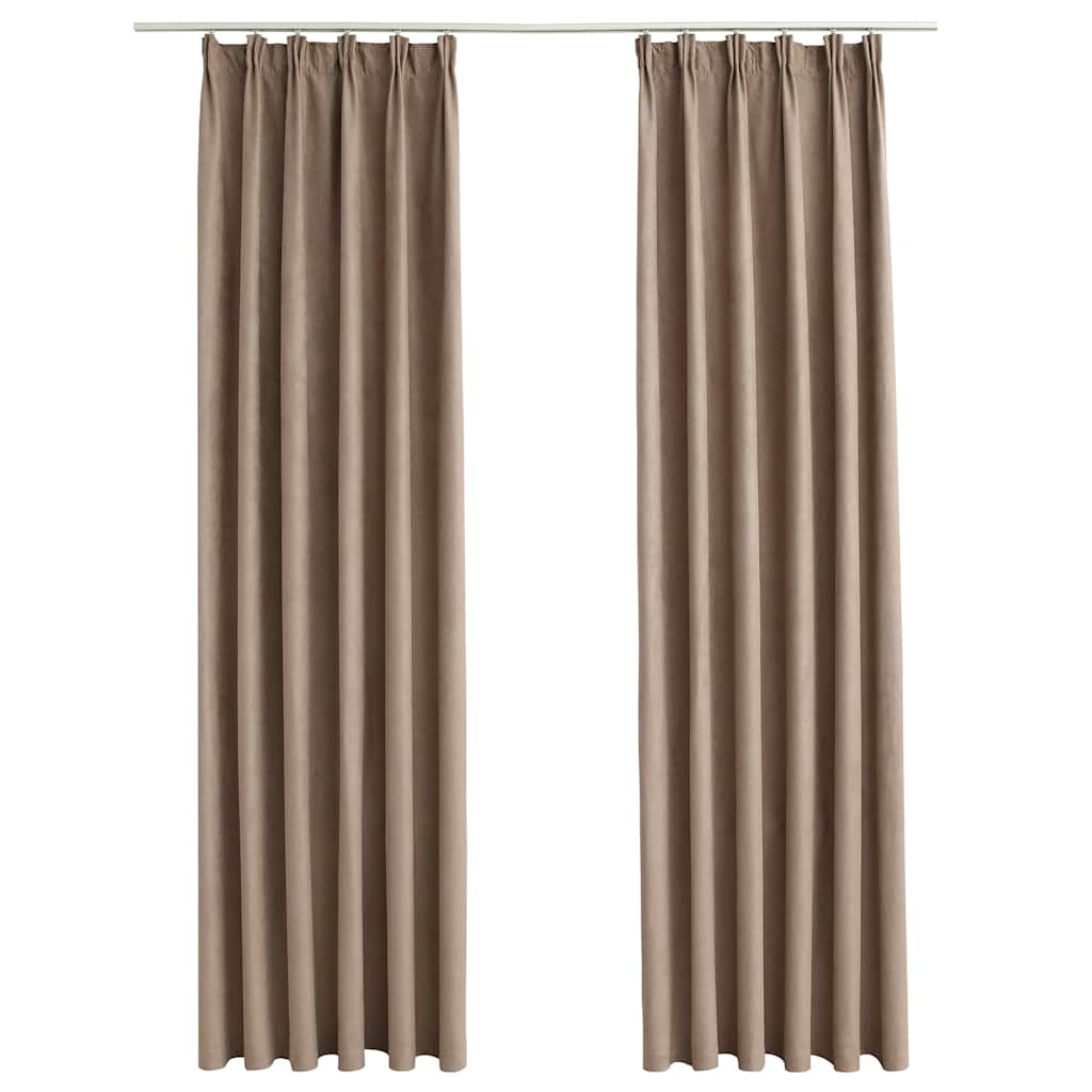 Gordijnen verduisterend met haken 2 st 140x225 cm taupe