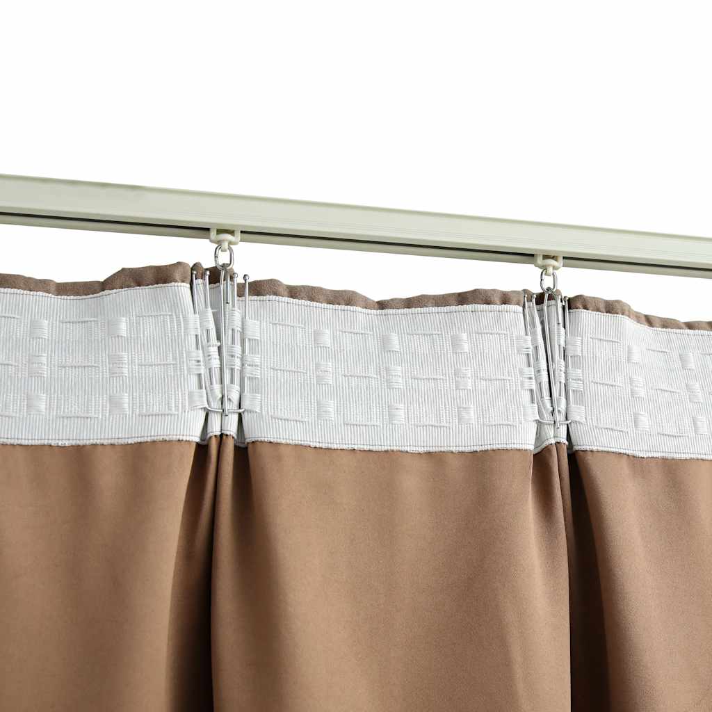 Gordijnen verduisterend met haken 2 st 140x225 cm taupe