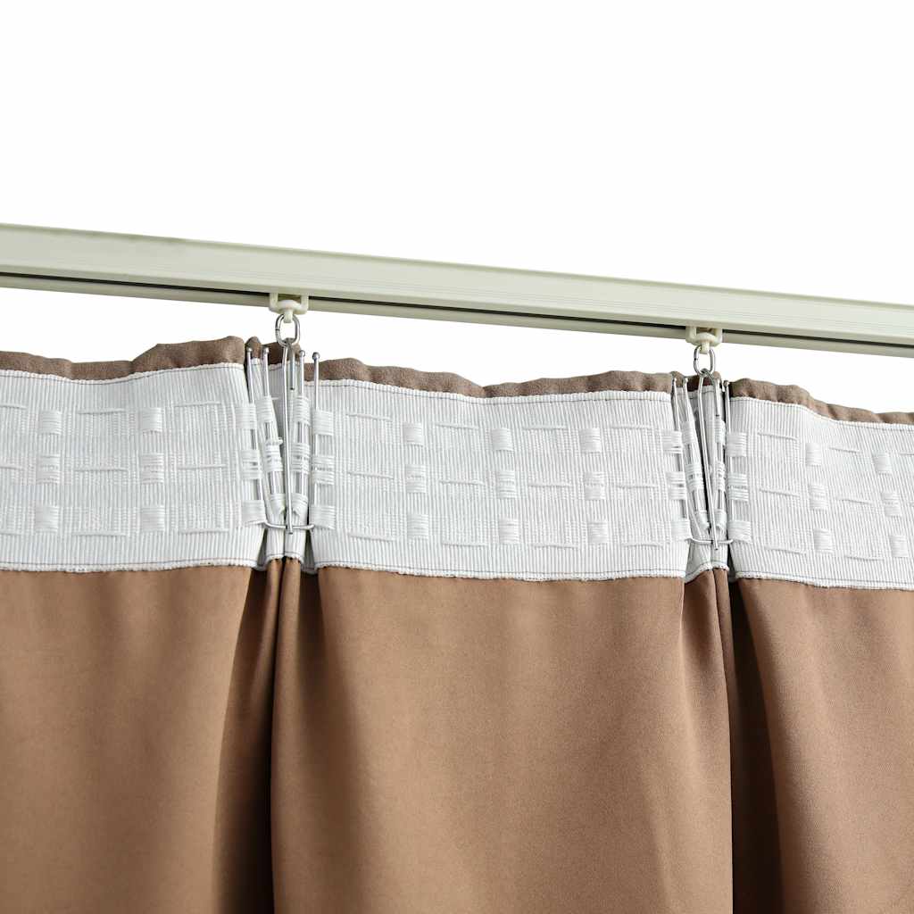 Gordijnen verduisterend met haken 2 st 140x245 cm taupe