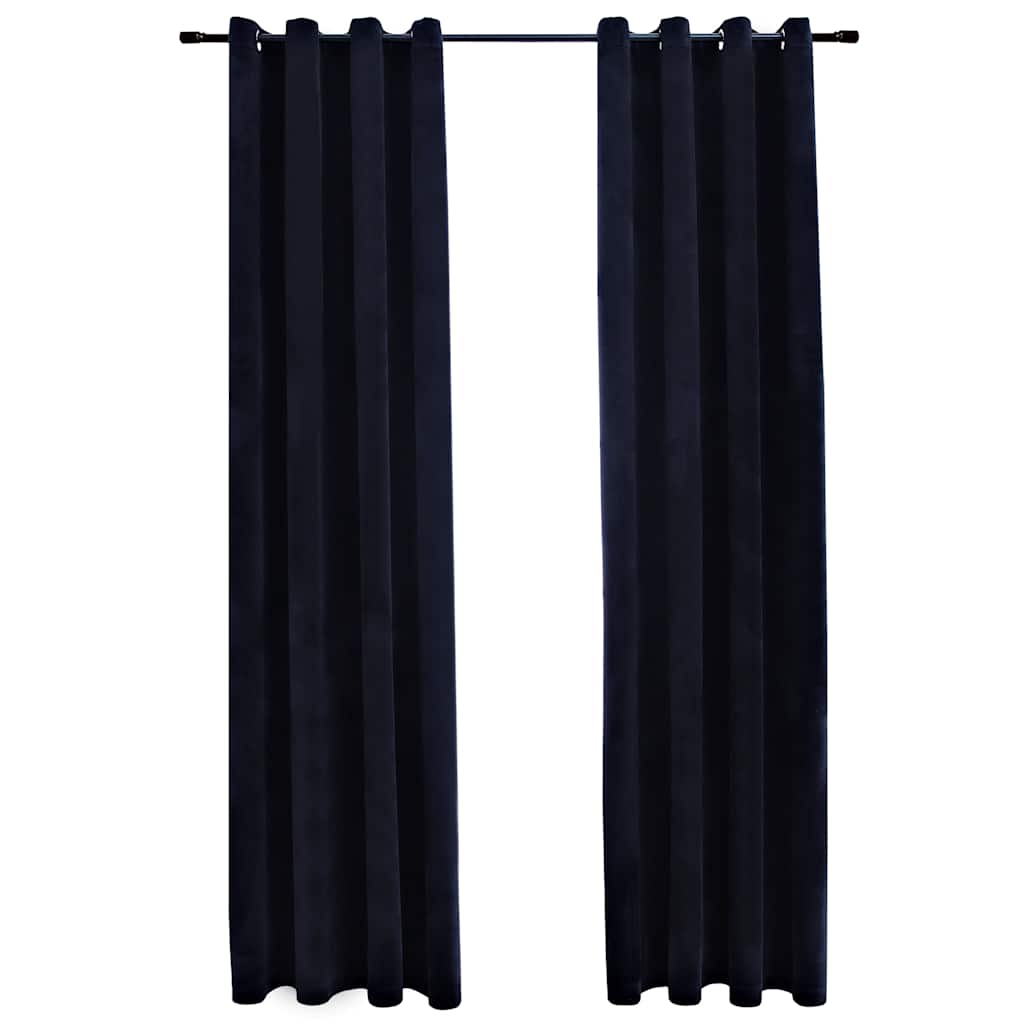 Gordijn verduisterend met ringen 2 st 140x175 cm fluweel zwart
