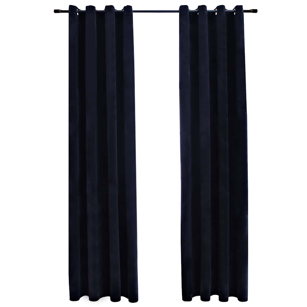 Gordijn verduisterend met ringen 2 st 140x225 cm fluweel zwart