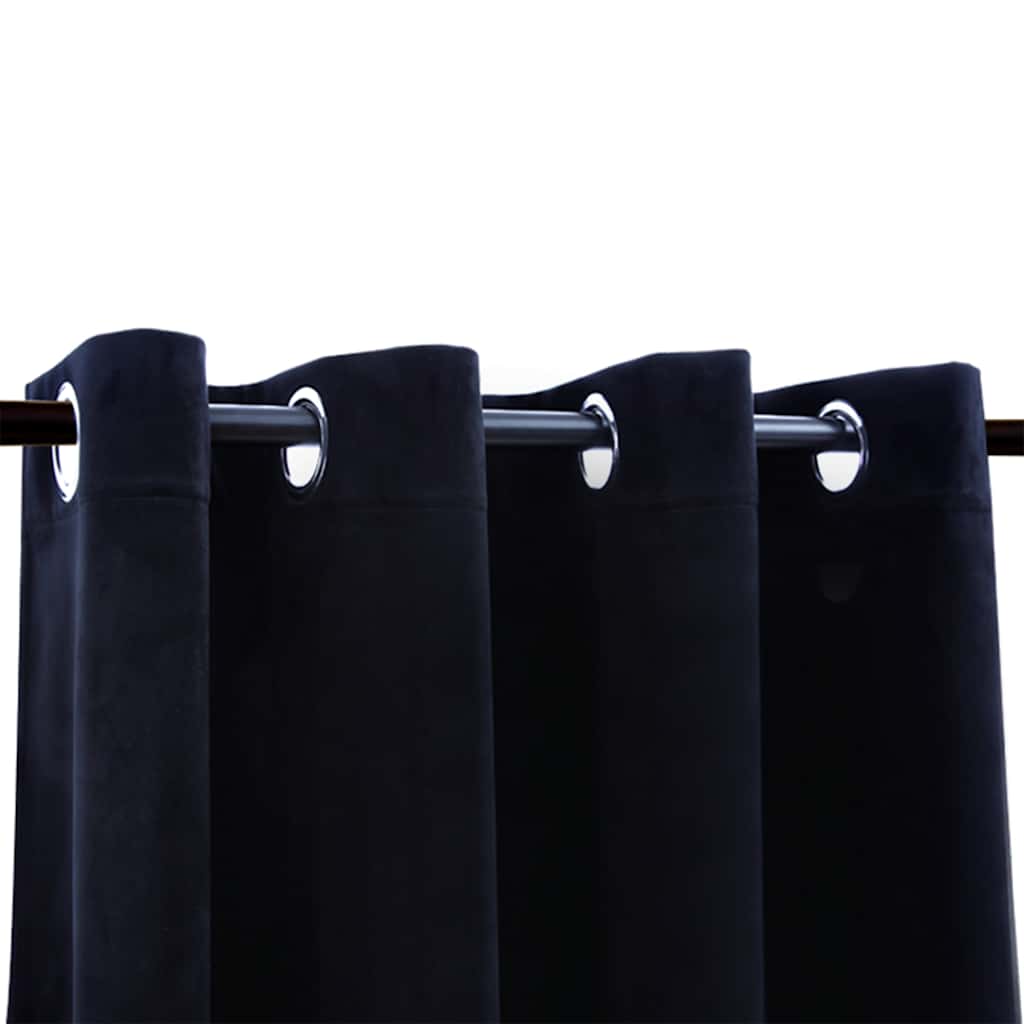 Gordijn verduisterend met ringen 2 st 140x225 cm fluweel zwart