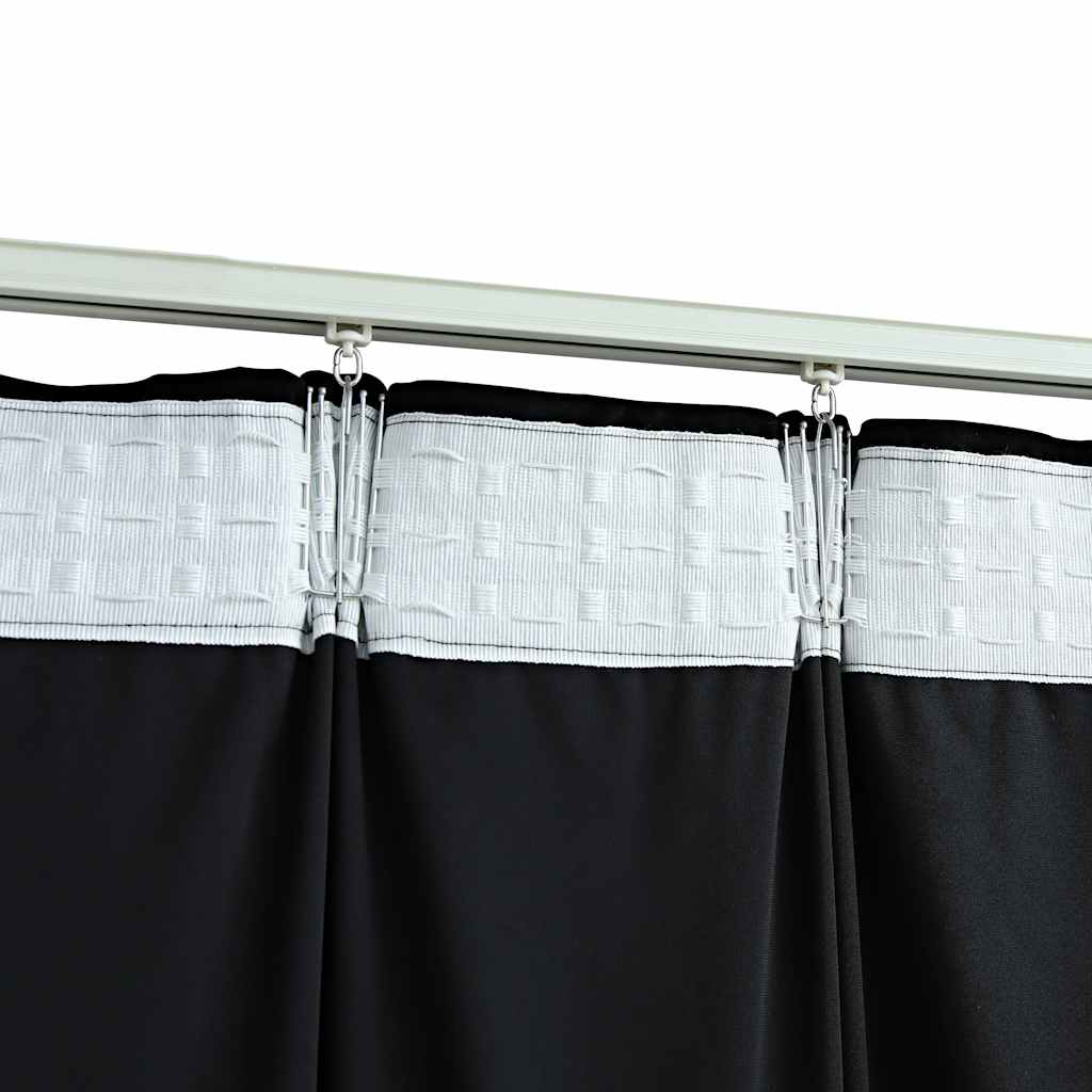 Gordijnen verduisterend 2 st met haken 140x175 cm fluweel zwart