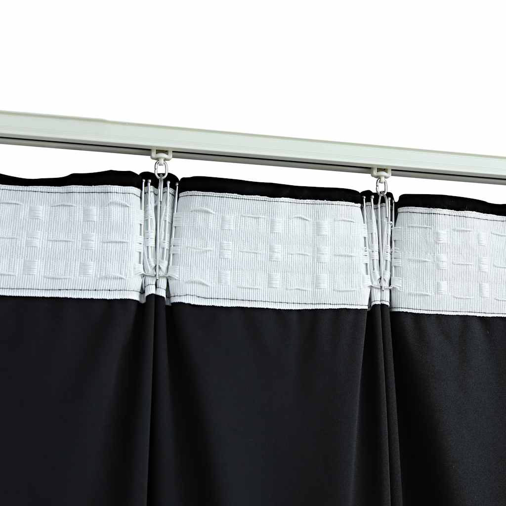 Gordijnen verduisterend 2 st met haken 140x245 cm fluweel zwart