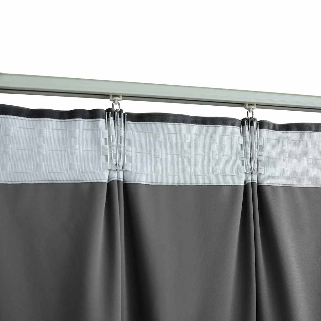 Gordijnen verduisterend 2 st met haken 140x175 cm fluweel antraciet