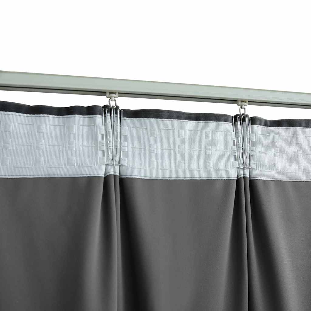 Gordijnen verduisterend 2 st met haken 140x225 cm fluweel antraciet
