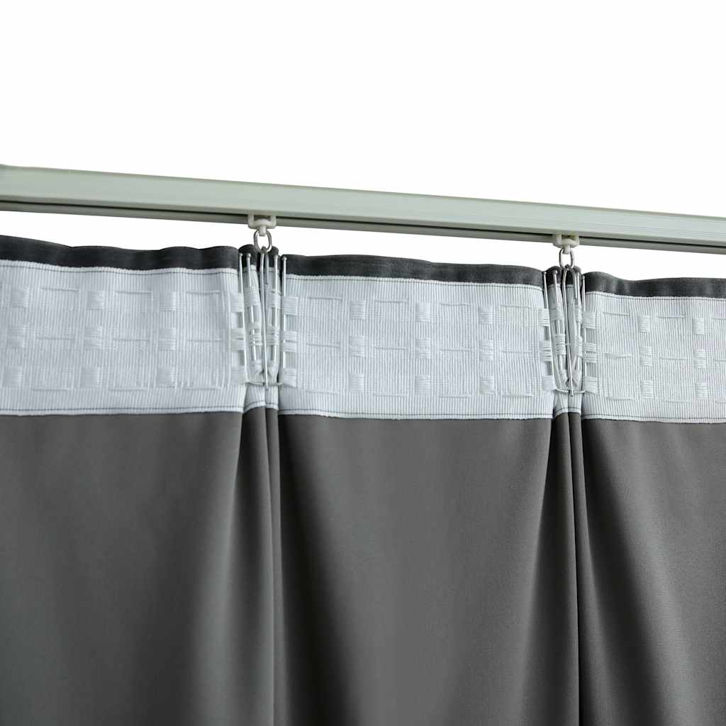 Gordijnen verduisterend 2 st met haken 140x245 cm fluweel antraciet