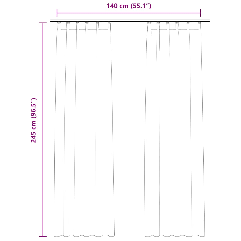 Gordijnen verduisterend 2 st met haken 140x245 cm fluweel antraciet