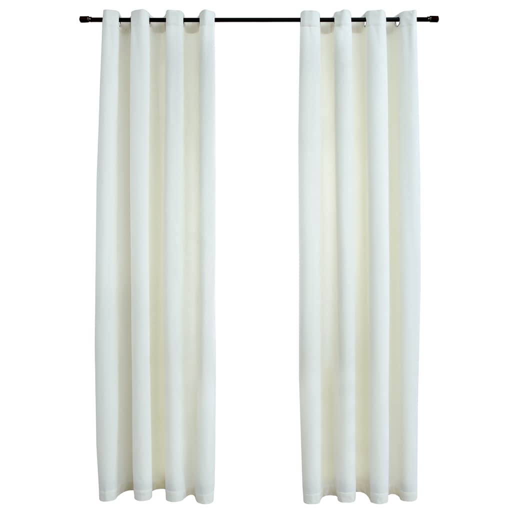 Gordijn verduisterend met ringen 2 st 140x175 cm fluweel crème