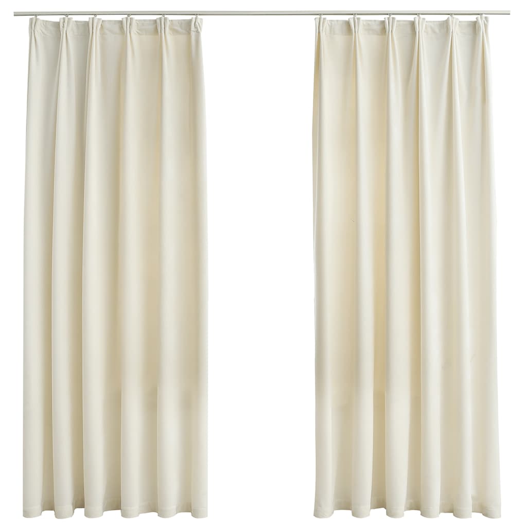 Gordijnen verduisterend 2 st met haken 140x175 cm fluweel crème
