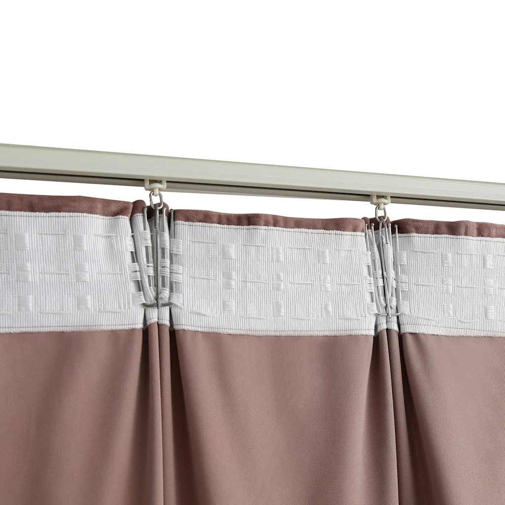 Gordijnen verduisterend 2 st met haken 140x175 cm fluweel roze