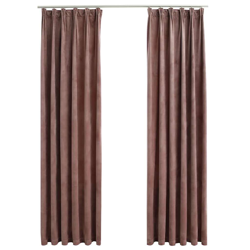Gordijnen verduisterend 2 st met haken 140x245 cm fluweel roze