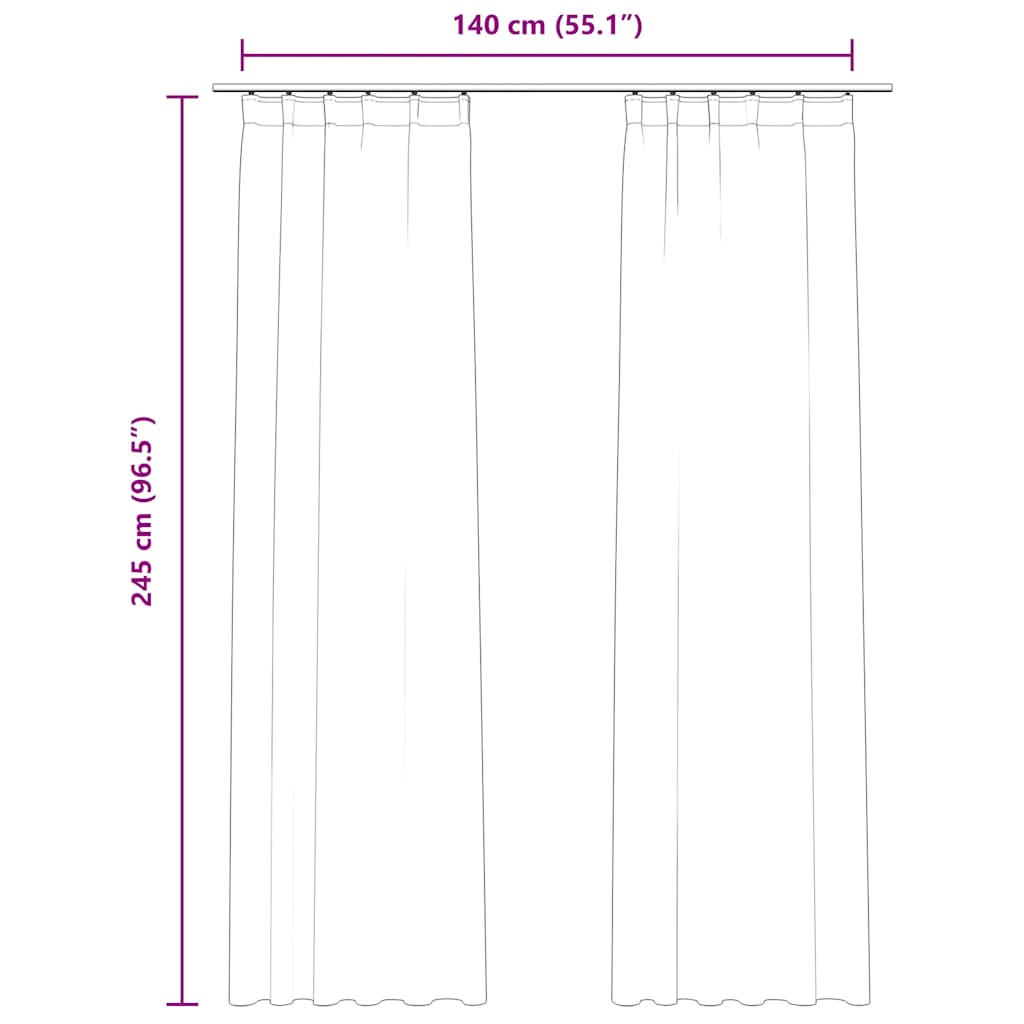 Gordijnen verduisterend 2 st met haken 140x245 cm fluweel roze