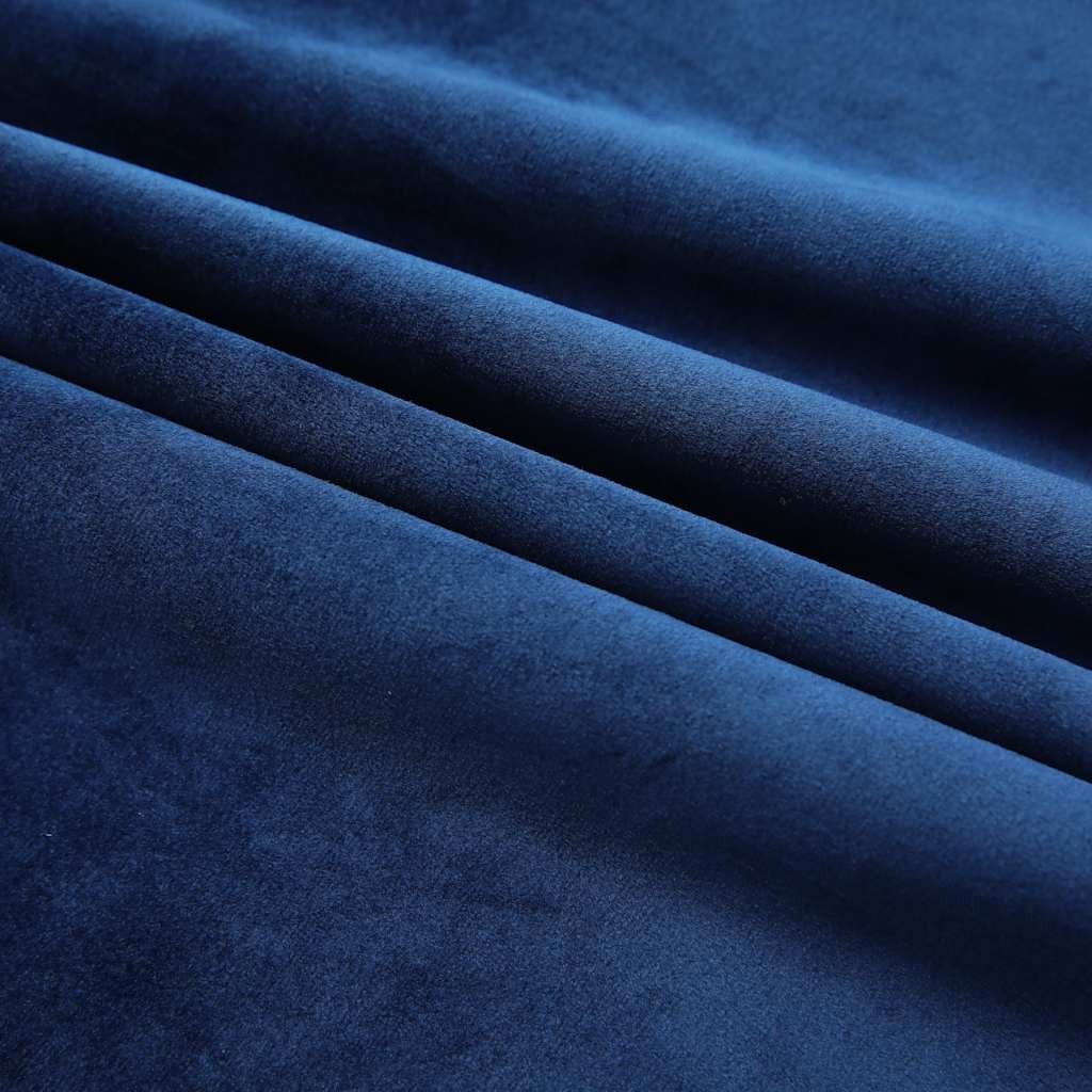 Gordijnen verduisterend 2 st met haken 140x175 cm fluweel blauw