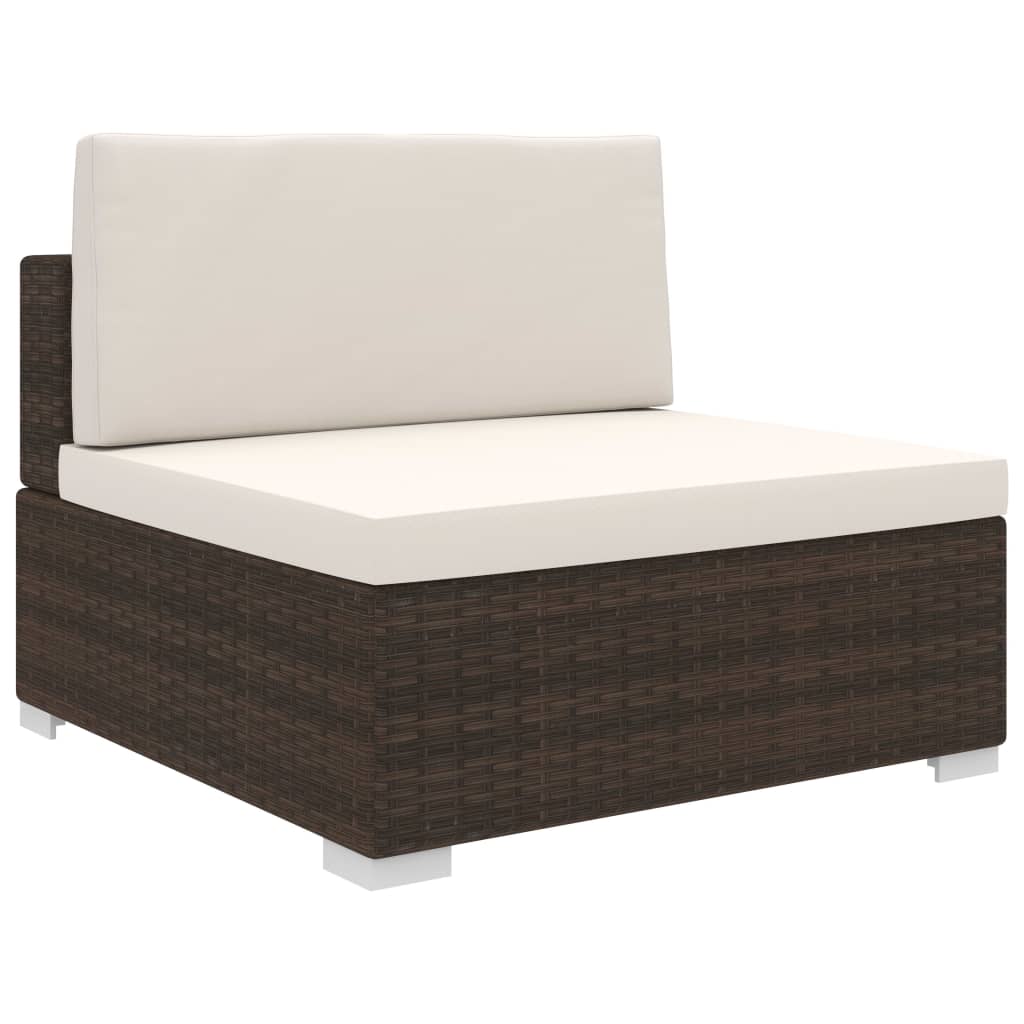Middenbank 1 St Met Kussens Poly Rattan Bruin