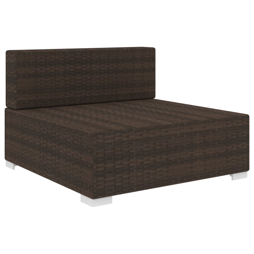 Middenbank 1 St Met Kussens Poly Rattan Bruin