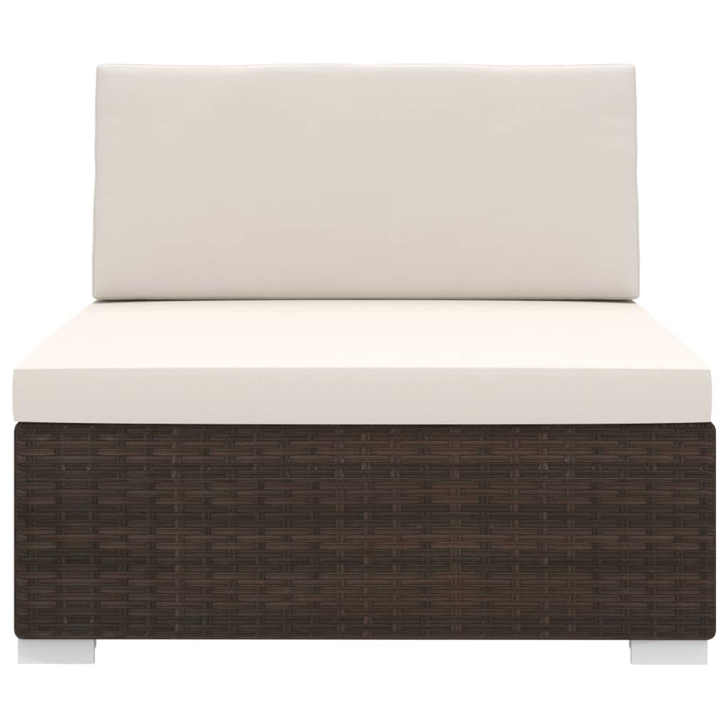 Middenbank 1 St Met Kussens Poly Rattan Bruin