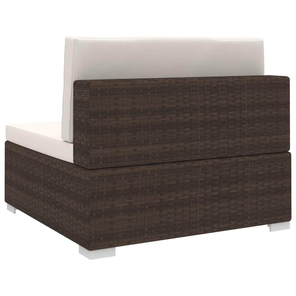 Middenbank 1 St Met Kussens Poly Rattan Bruin