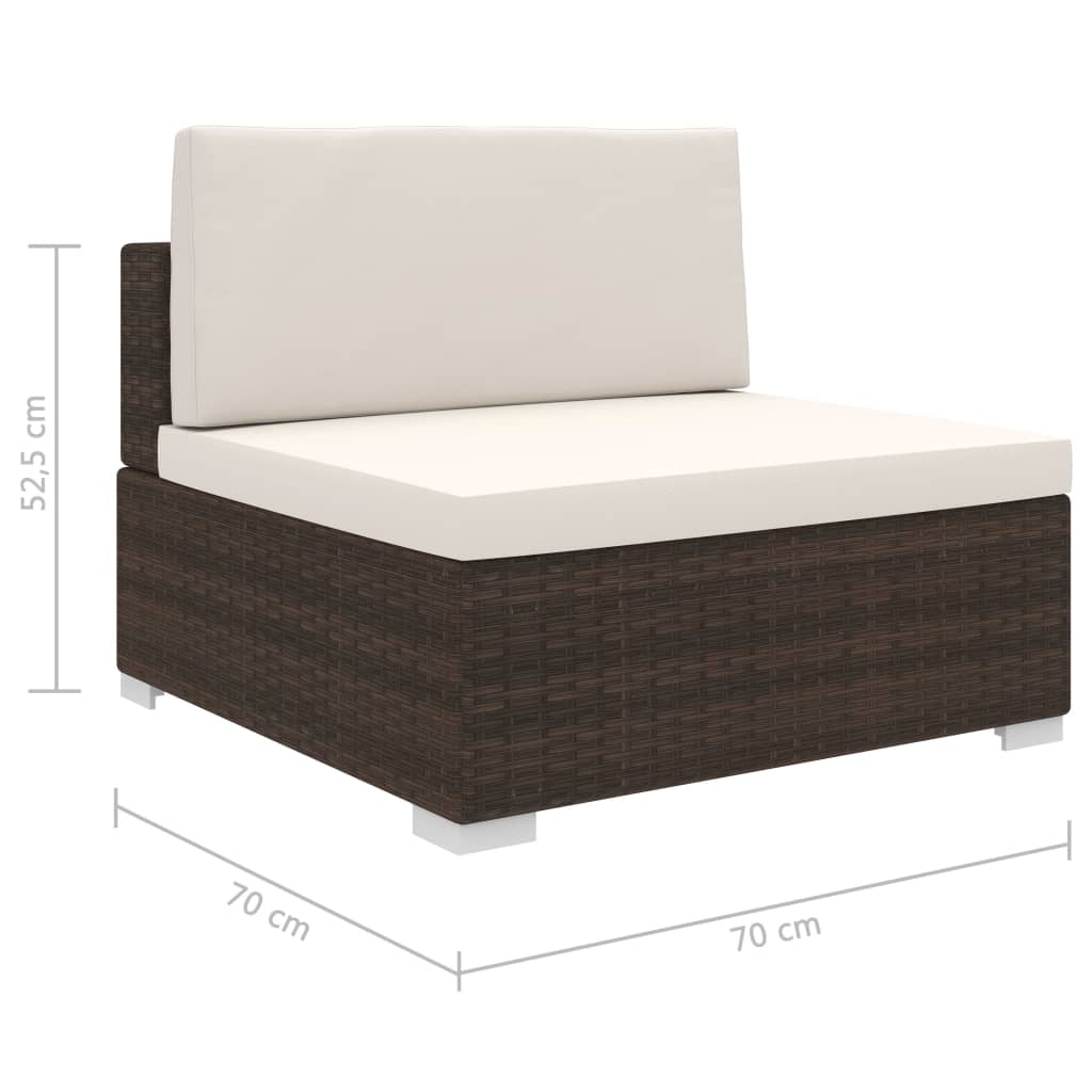 Middenbank 1 St Met Kussens Poly Rattan Bruin