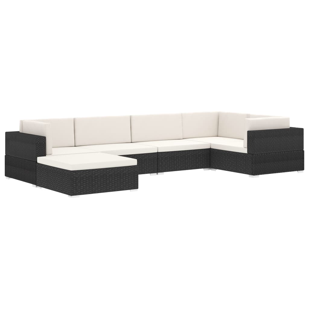 Middenbank 1 St Met Kussens Poly Rattan Zwart