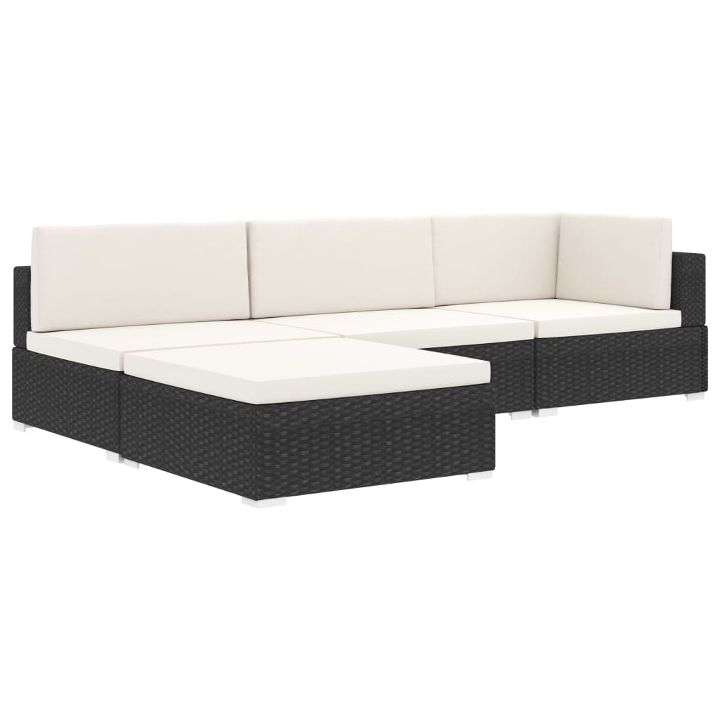 Middenbank 1 St Met Kussens Poly Rattan Zwart