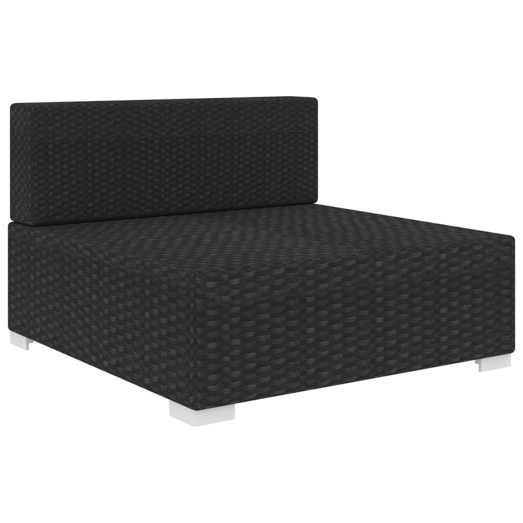 Middenbank 1 St Met Kussens Poly Rattan Zwart