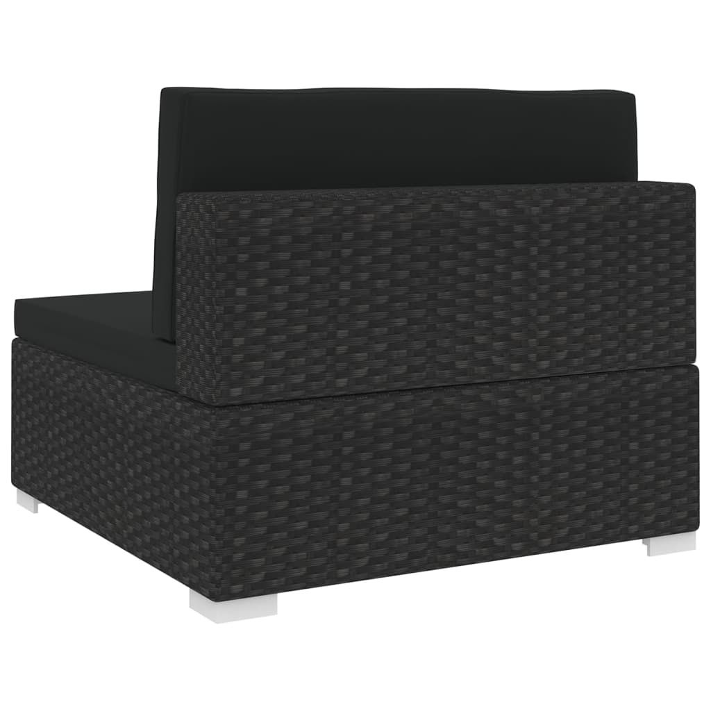 Middenbank 1 St Met Kussens Poly Rattan Zwart