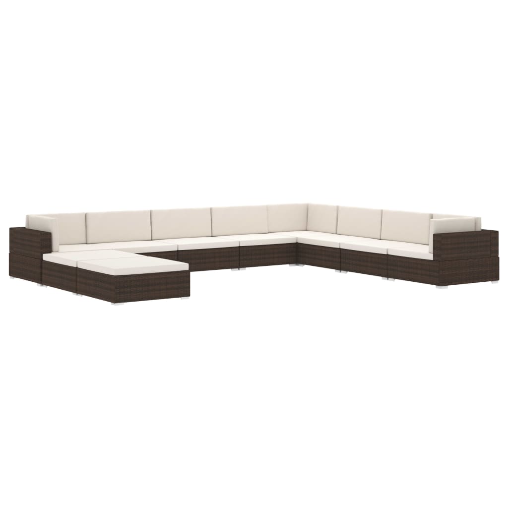 Middenbank 1 St Met Kussens Poly Rattan Zwart