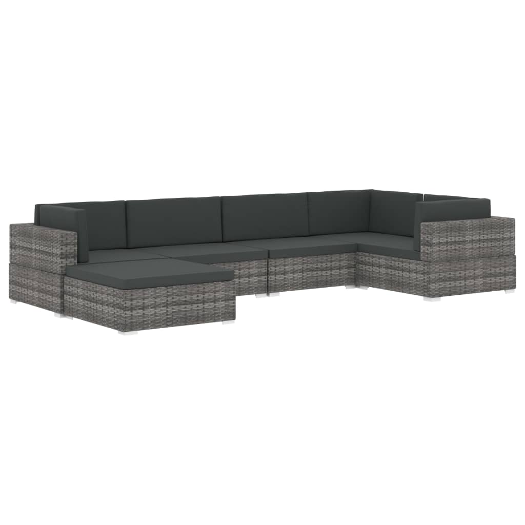 Middenbank 1 St Met Kussens Poly Rattan Zwart