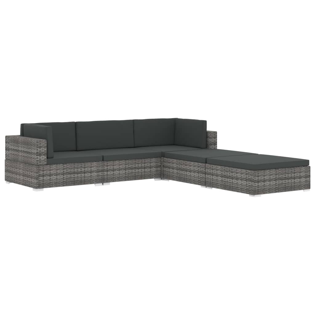 Middenbank 1 St Met Kussens Poly Rattan Zwart