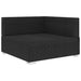 Hoekbank 1 st met kussens poly rattan zwart