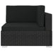 Hoekbank 1 st met kussens poly rattan zwart